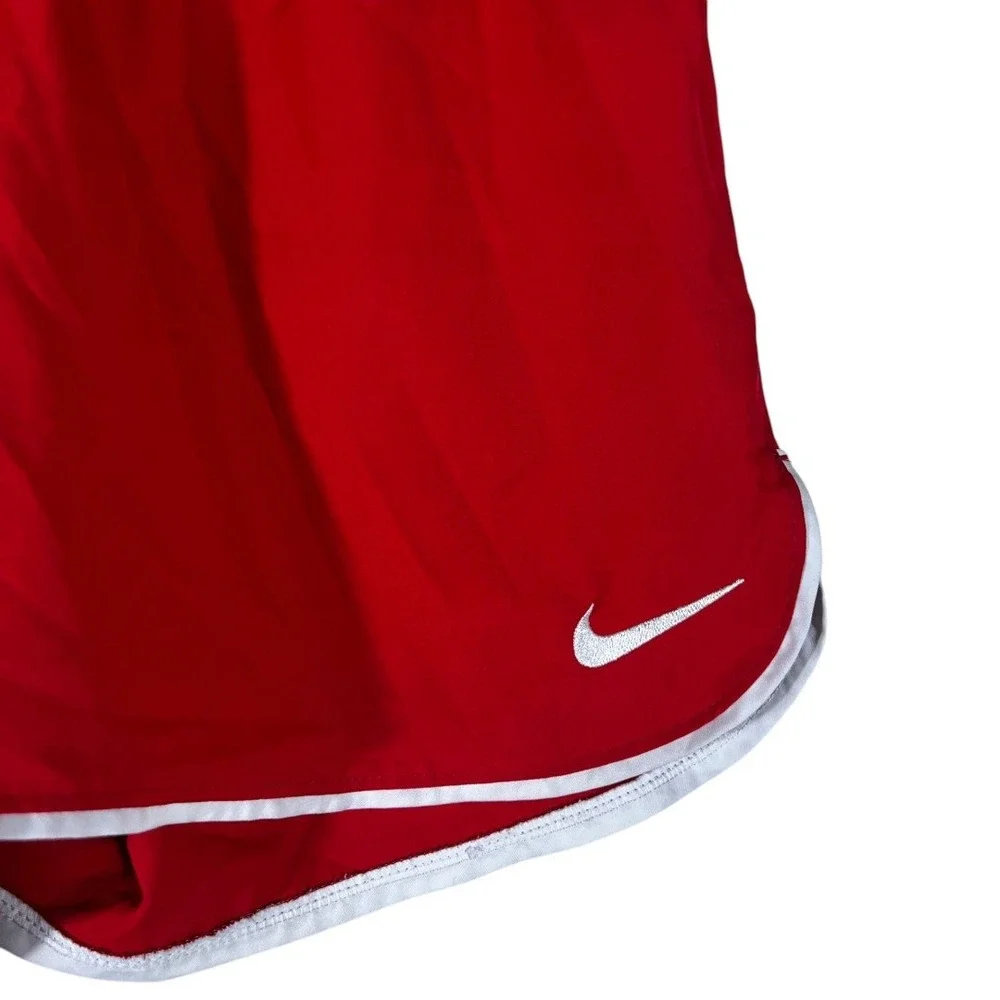 Nike Dri-FIT Slim Fit Solid Running Shorts Red Sporty Dolphin Hem Size S
